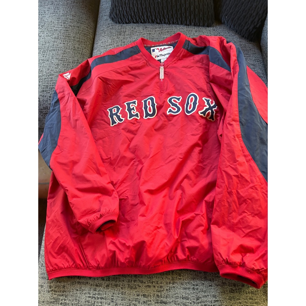 Majestic Boston Red Sox Authentic Collection Quarter Zip Windshirt Mens XXL Red